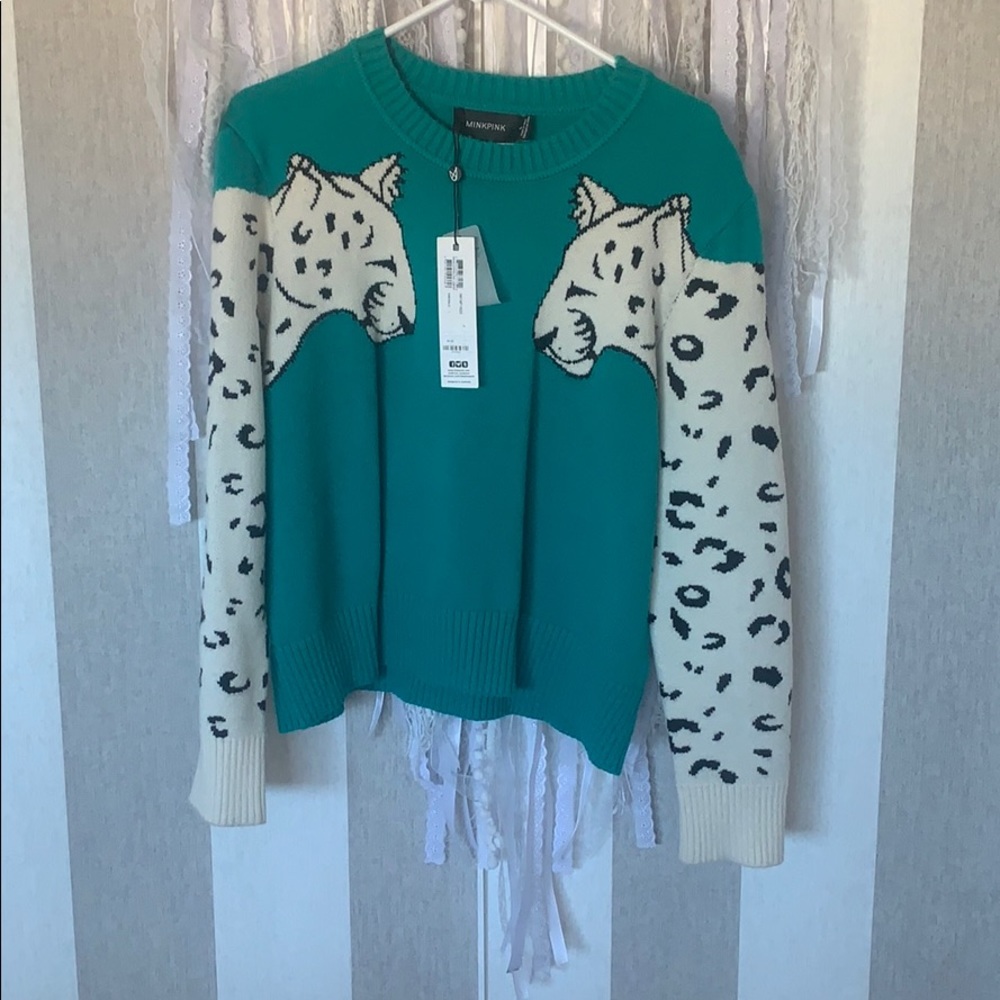 Planet blue turquoise cheetah sweater